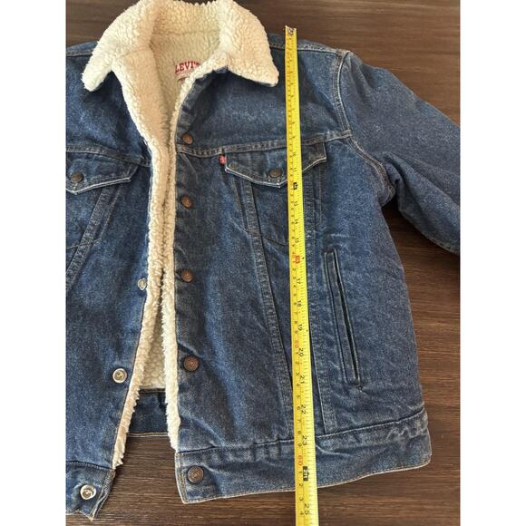 Vintage Levi's Denim Jacket Mens 42R Large Sherpa Lined Trucker Made USA 80s - Picture 12 of 14